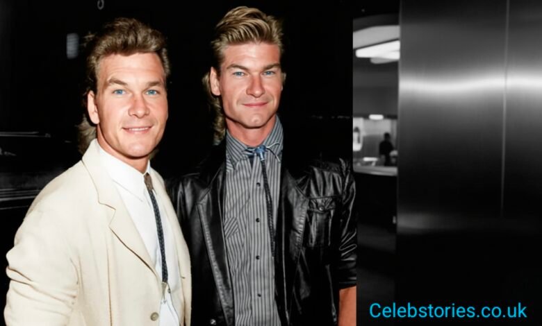 "A duo of smiling men, one in a light suit and the other in a leather jacket, captured in a stylish black and white photo.