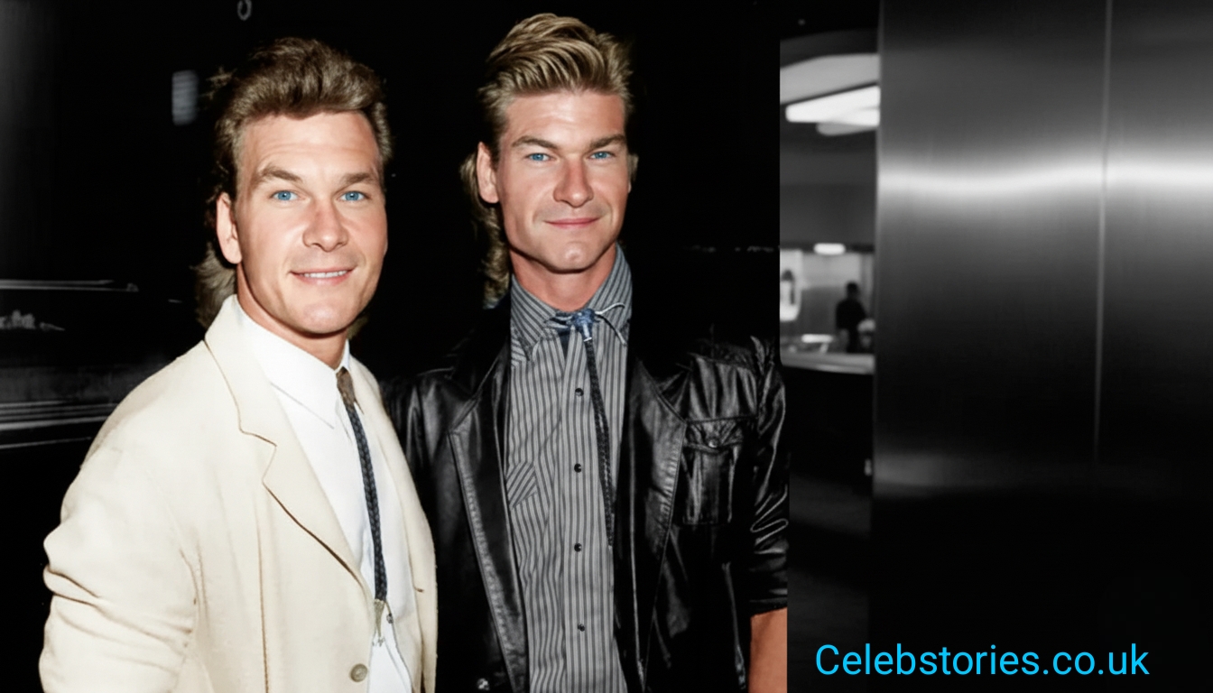 "A duo of smiling men, one in a light suit and the other in a leather jacket, captured in a stylish black and white photo.