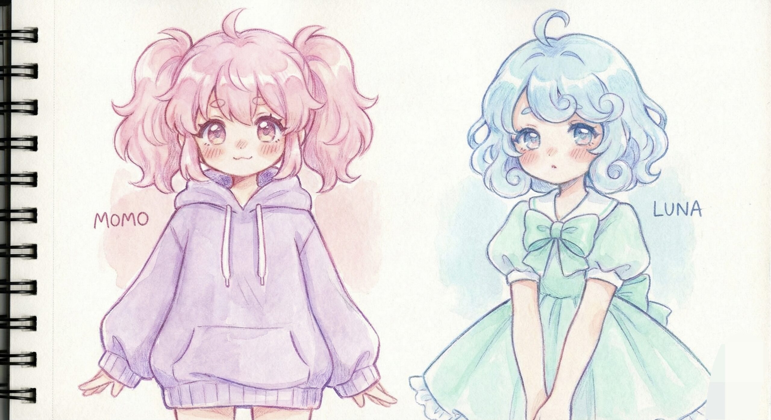 doujen moe character design with pastel colors